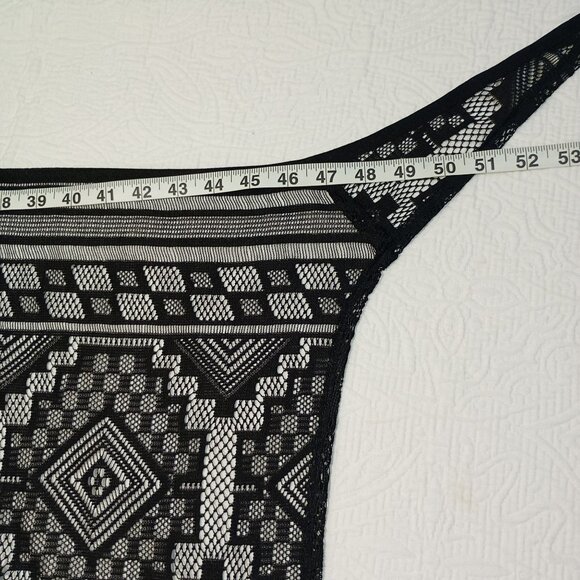 Black Sheer Lace Fringe Swim Cover-Up Sarong Womens One Size - Picture 8 of 10